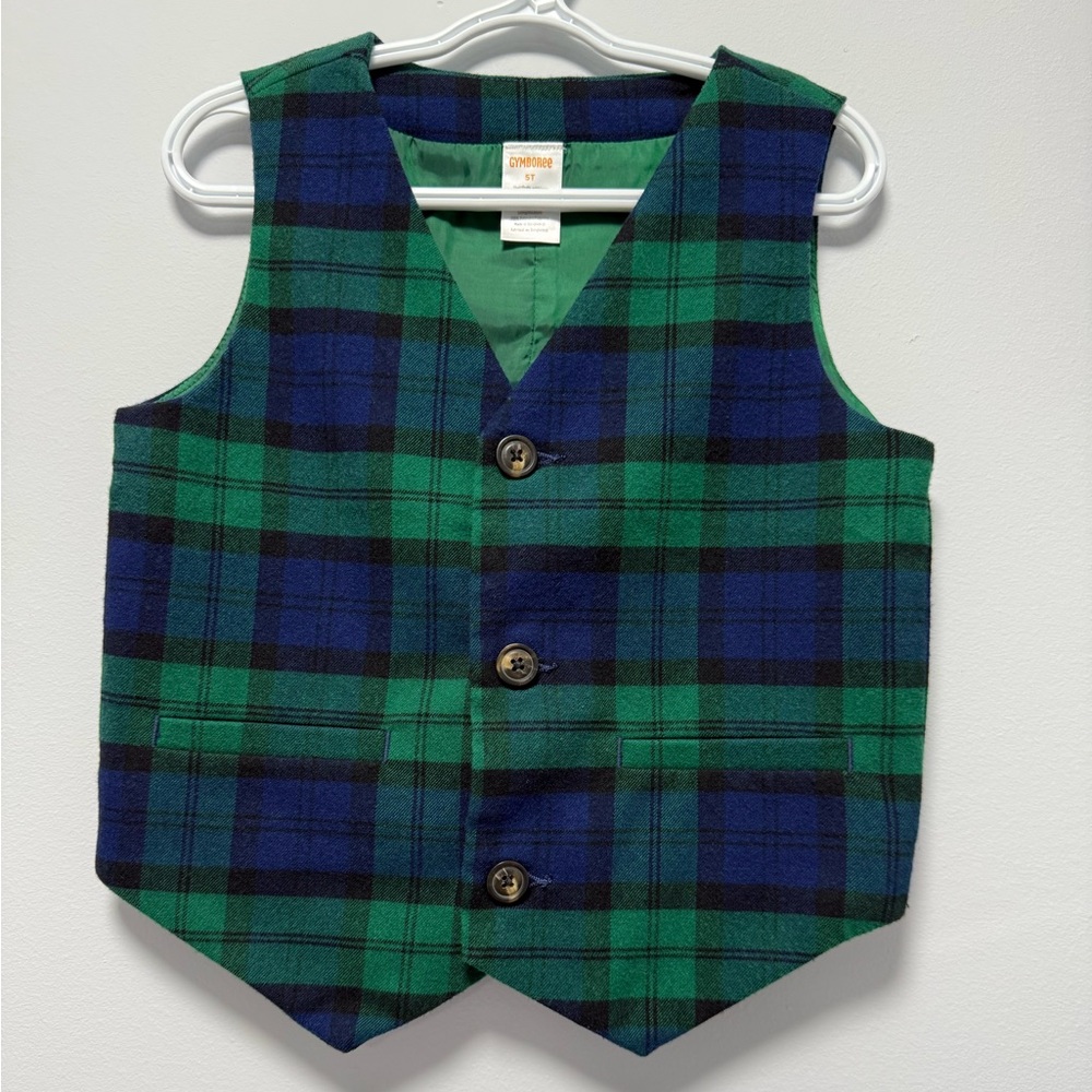 Gymboree Green and Blue Tartan Vest